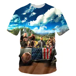 Новый Модная футболка Для мужчин футболка веселые игры Far Cry 5 3D печати хип-хоп Фитнес футболка унисекс футболки брендовая одежда Camisetas