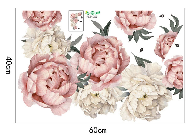 Настенная Наклейка с цветами пионов, королевские художественные Винтажные Украшения для девочек, настенные украшения для гостиной, обои