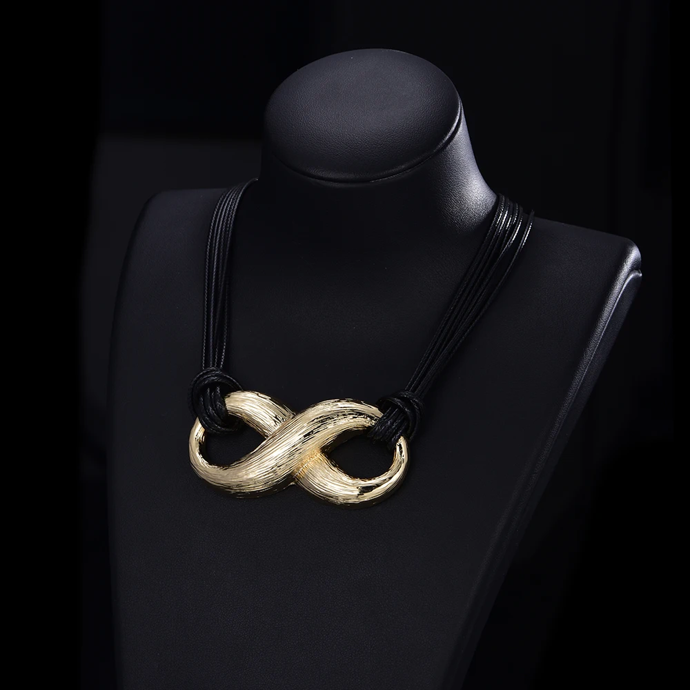 

Fashion Jewelry Accessories Multilayer Leather Rope Necklace Statement Choker Necklaces & Pendants for Women Infinite Number 8