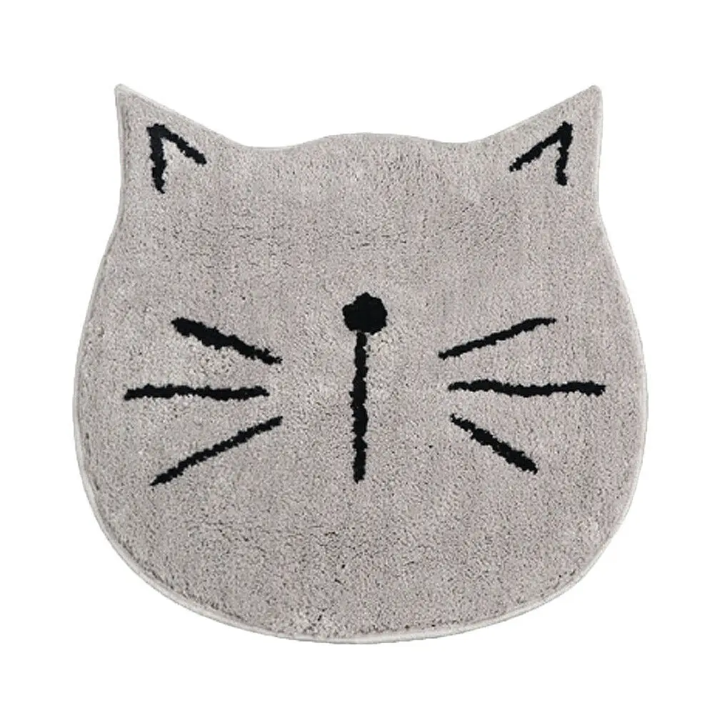 Милый мягкий серый коврик для пола в форме кошки, Противоскользящий коврик для кухни, водопоглощающий коврик для туалета, нескользящий коврик для крыльца - Цвет: Белый
