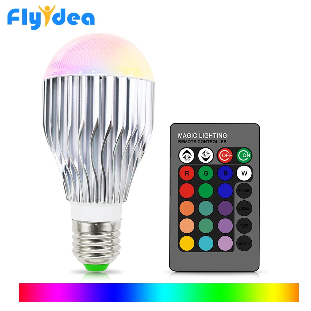 

E27 16 Color changing light bulb 110V 220V holiday Dimmable Stage Light + 24key living room bedroom Christmas IR Remote Control