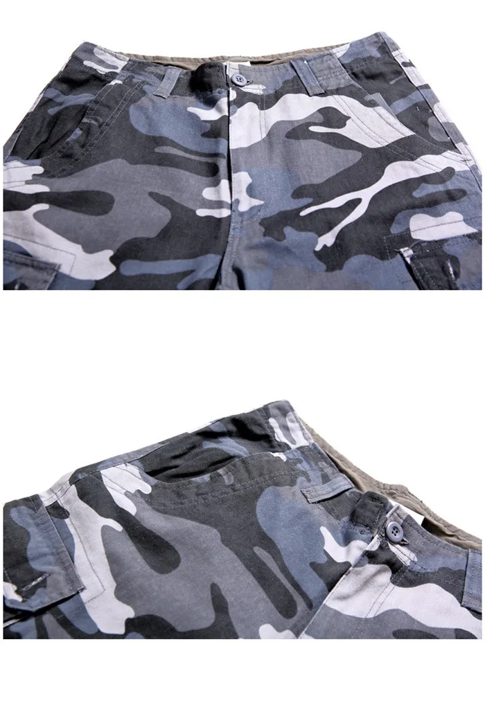 Летние мужские мешковатые военные камуфляжные шорты с несколькими карманами, свободные бриджи, мужские длинные камуфляжные Бермуды, Капри размера плюс