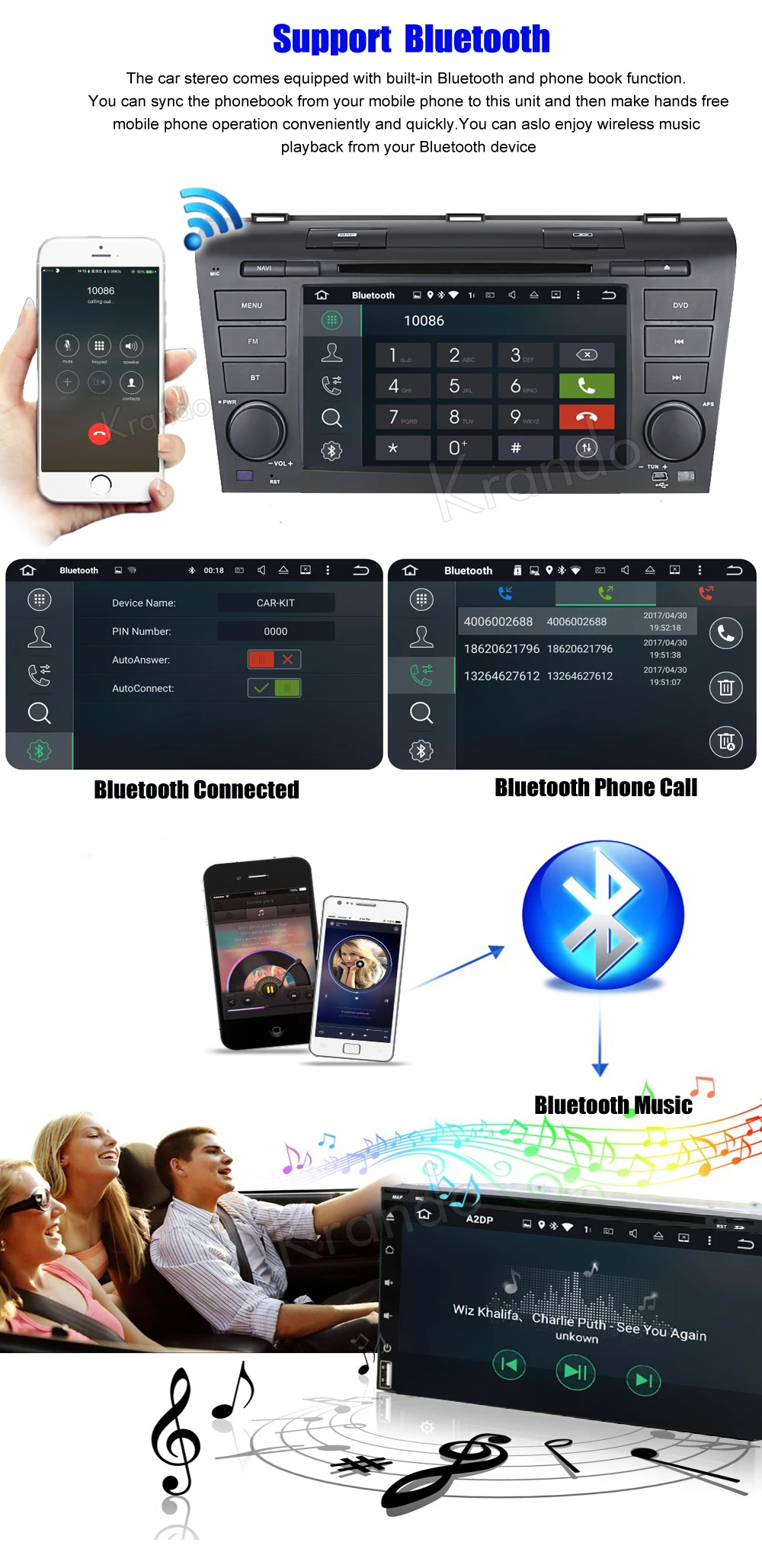 Perfect Krando 7" Android 9.0 car audio navigation multimedia system for Mazda 3 2004-2008 radio gps dvd player WIFI 3G DAB+ 3