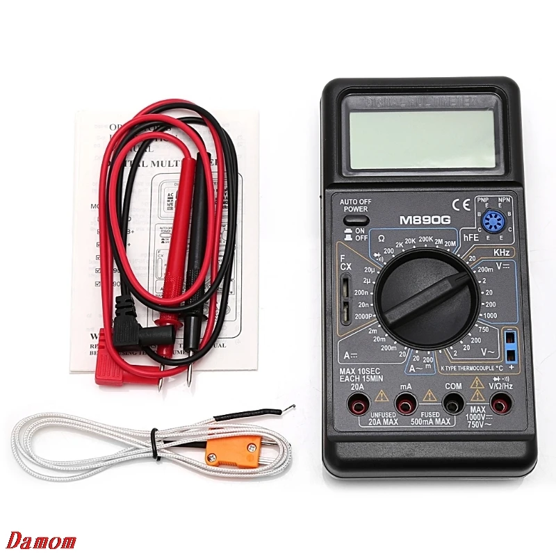 

Digital Multimeter DMM AC DC Volt Amp ohm Temperature Meter Frequency