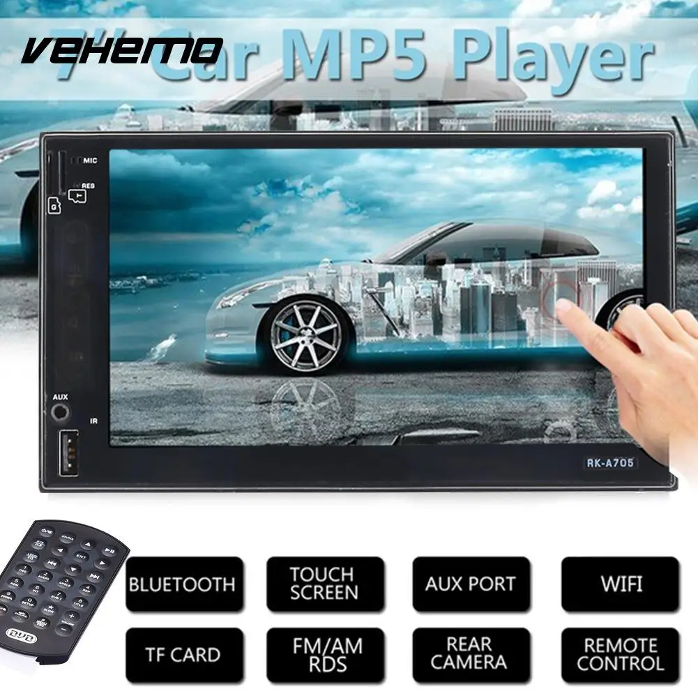 

Vehemo 2 Din 7012B Car MP5 Player 7 Inch Touch Screen Auto Car MP5 Video Player Radio Remote Control With Rear View Camera