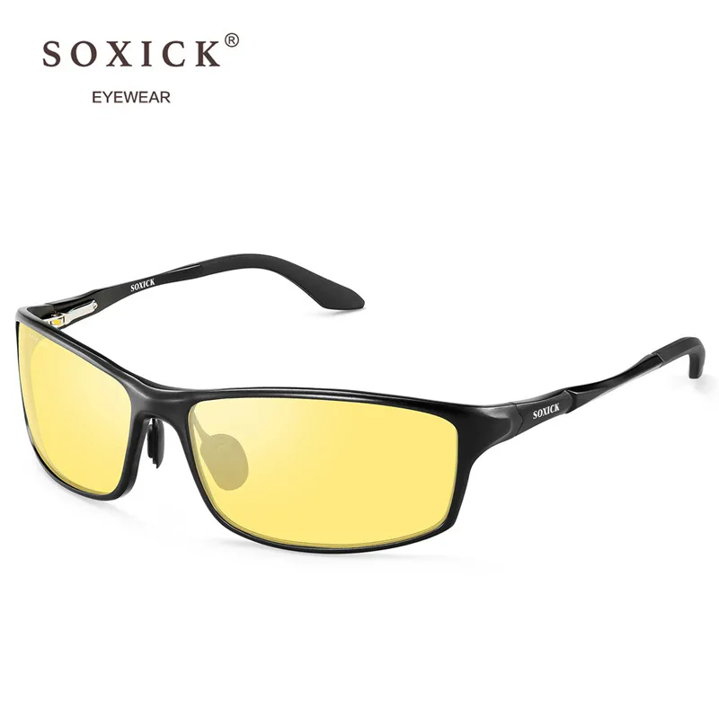 

SOXICK Brand Eyewear Night Vision Sunglasses for Men Women Yellow Lens Classic Anti Glare Safety Driving Sun Glasses with Box