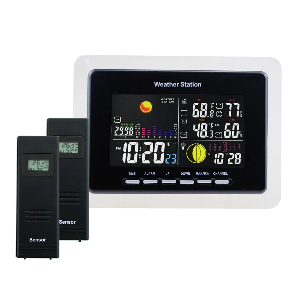 

Wireless Sensor Weather Station RCC Receiver 8 Function Keys 5 State Weather Forecast Temperature Humidity Indicator WWVB