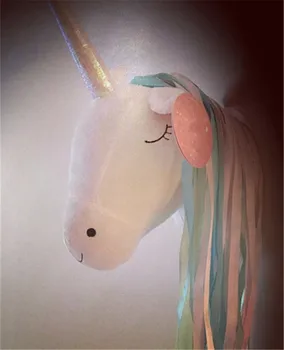 stuffed unicorn head wall decor