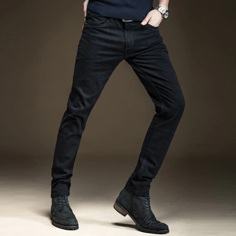 QMGOOD, мужские джинсы, черные, высокое качество, джинсовые штаны, повседневные брюки, узкие, обтягивающие, с карманами, дизайнерская мужская одежда для мужчин 36