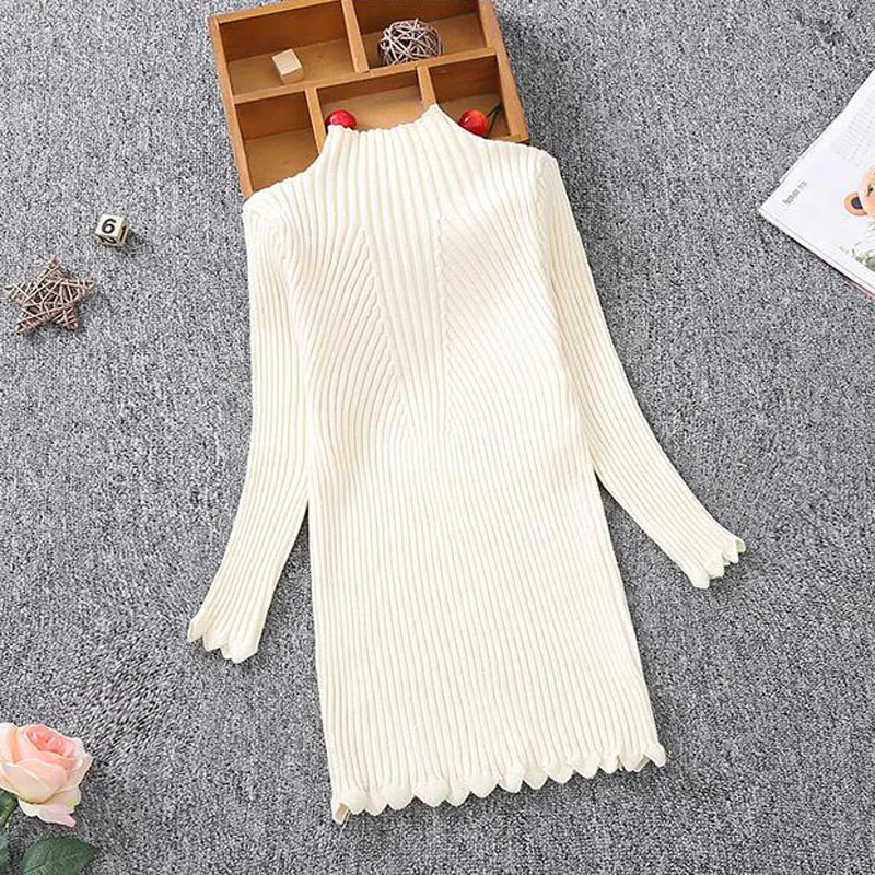 Baratos Nuevo 2018 Otoño Invierno niñas Vestido de punto ropa para niños ajustado princesa niñas suéter vestido 2 13Y RT275