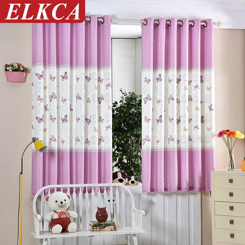 New Arrival Pink Butterfly Short Curtains for Bay Window ...