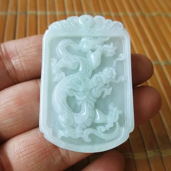 

Natural myanmar the old pit jadeite dragon brand transshipment jade pendant necklace for women and men Send the certificate