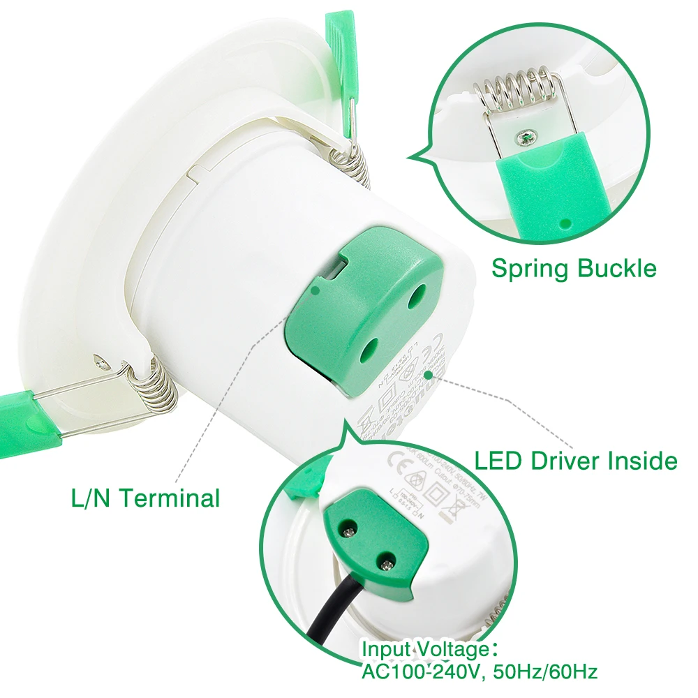 Angular para Inclinado mm de Diâmetro do Furo 7 w Mini Led Spot Downlights Teto Rebaixado Iluminação Warm White 70 75 6 Ac100 ~ 240 v Lâmpadas 10 Cheap Luzes embutidas de LED