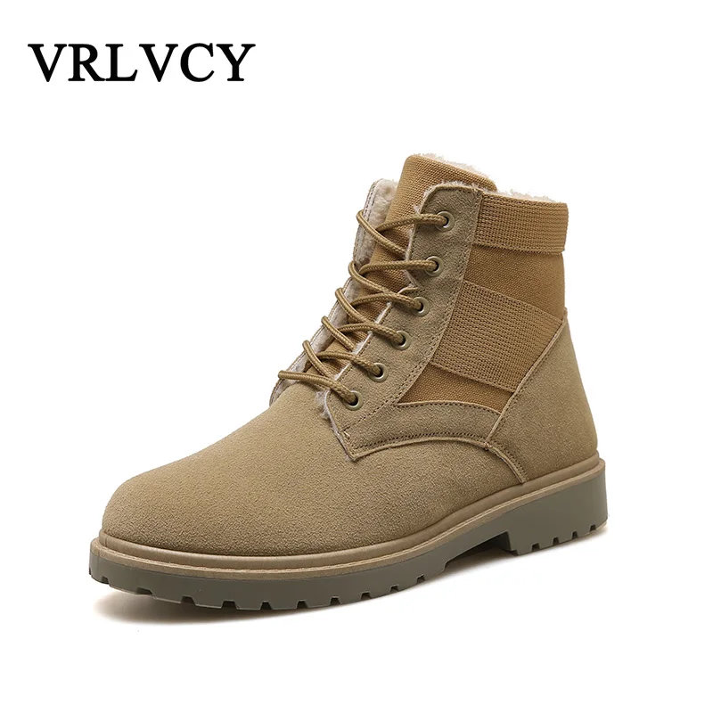 

Fashion Handmade Canvas Men Boots Winter New Slip on Keeping Warm Men Snow Boots Lace-up Furry Flats Men Ankle Boots