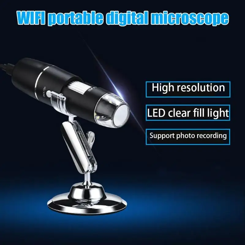 1080P wifi цифровой микроскоп Лупа 1000x микроскоп Лупа камера 8 светодиодный с подставкой для Android ios iPhone iPad