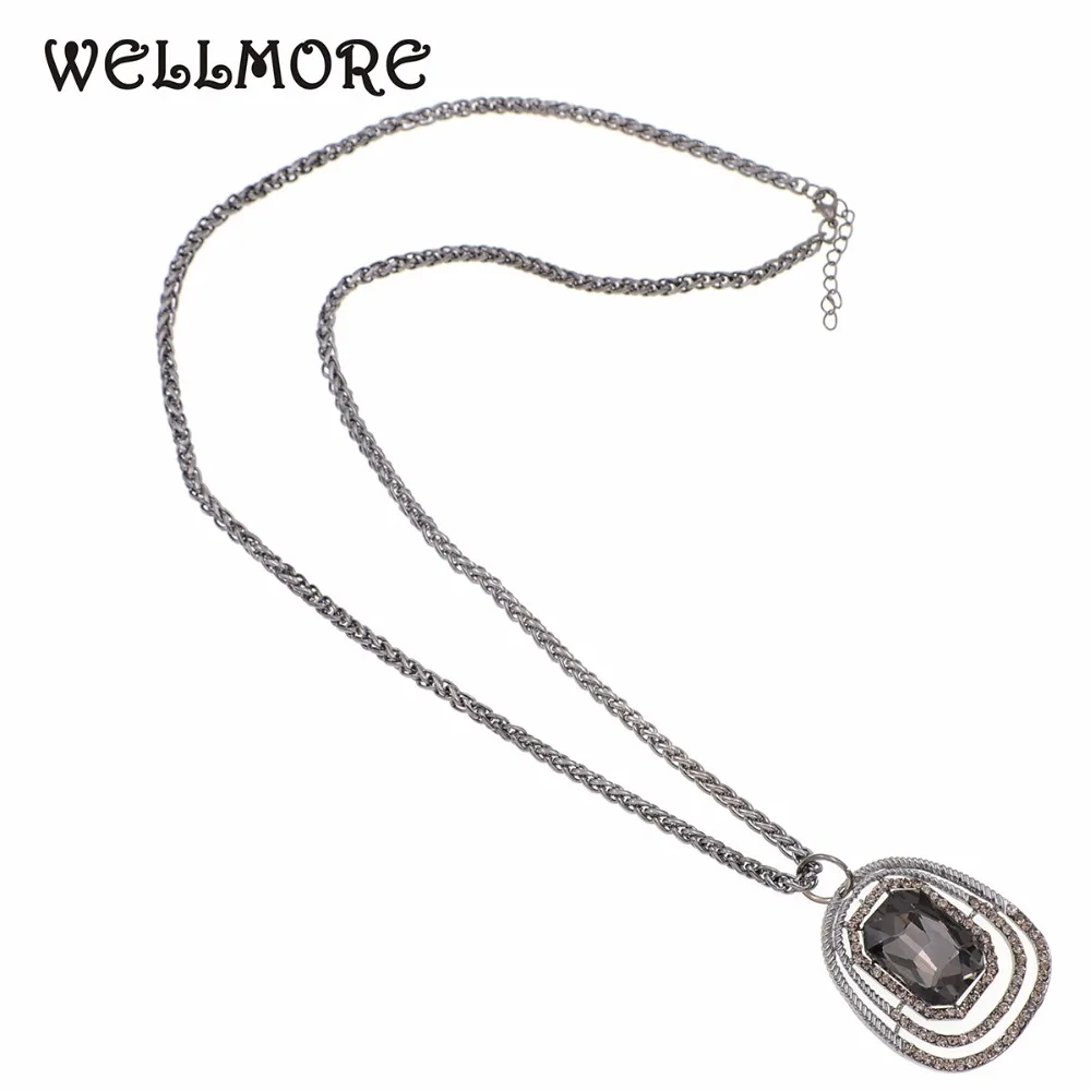 WELLMORE Link chain trendy pendant necklaces glass Statement Necklace