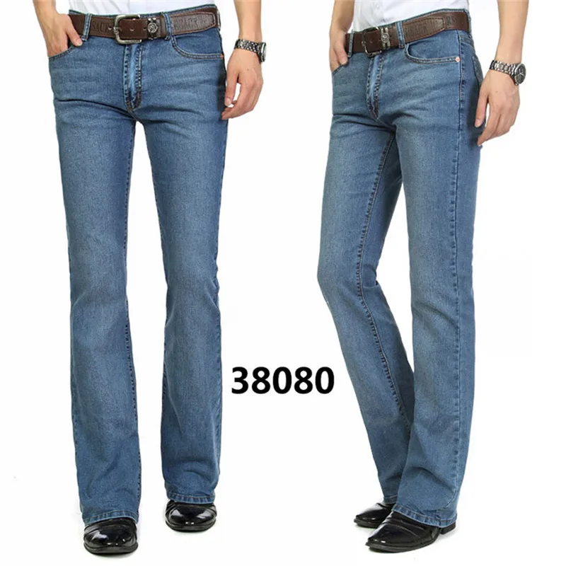 Джинсы Для мужчин ; сезон весна-осень; Modis джинсы со средней посадкой для стретчевые расклешенные брюки Для мужчин микро-брюки Узкие синие джинсы Размеры 26-40