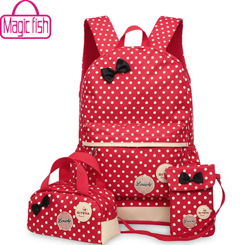 Magic fish School Bags For Teenagers girls backpack set women shoulder travel bags 3 Pcs/Set rucksack mochila backpacks LM3582mf(China (Mainland))