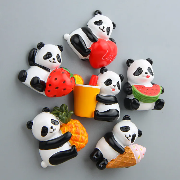 

Cute Korea Lovely Panda Fridge Decoration Stickers Action Figures Panda Magnet Miniature Figurines Animal Fridge Panda Magnets