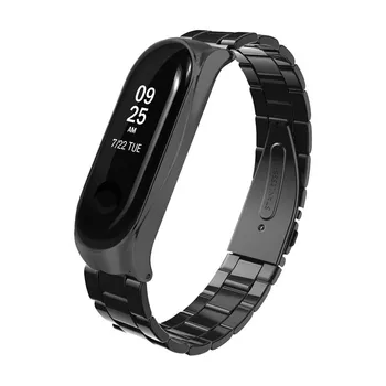

Stainless Steel Watchband Strap Loop Replacement Band for Miband 3 Bracelet -Drop