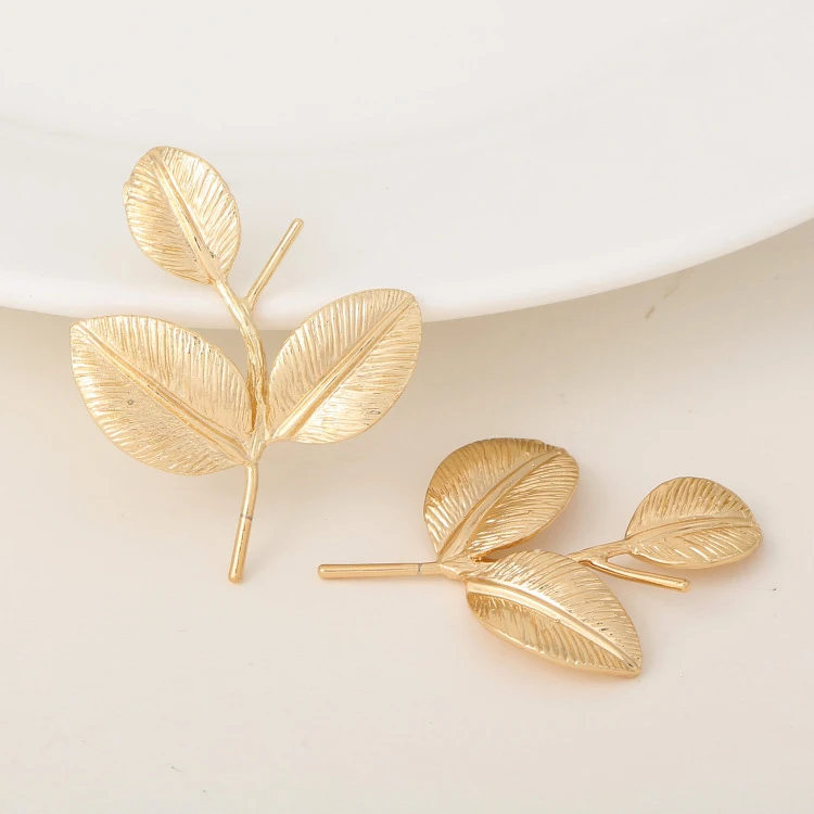 

(33180)6PCS 26*33MM Brass 24K Champagne Gold Color Plated No Hole Tree Leaves Charms Pendants Jewelry Findings Accessories