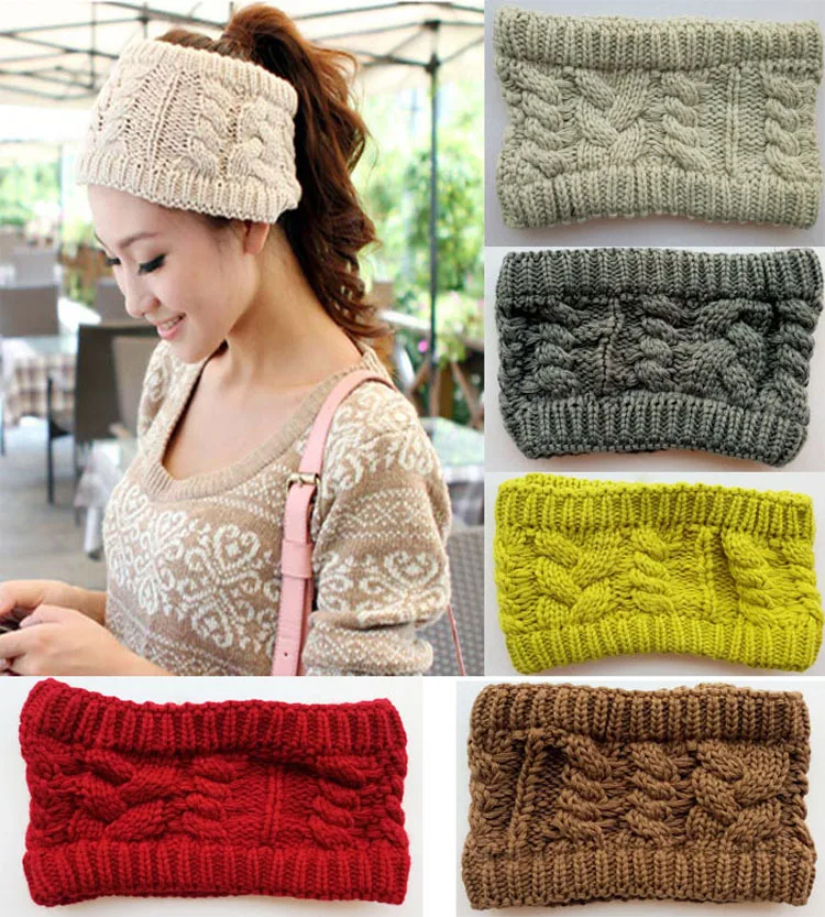 Women Winter Warm Cap Knitted Empty Skull Hat Hair Band