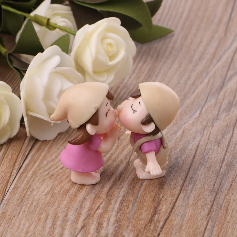 1 пара миниатюрные фигурки влюбленных семена бонсай сад улыбающиеся украшения для двоих
