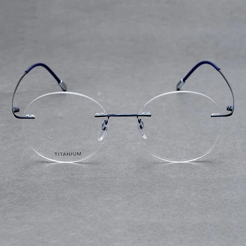 ELECCION, высокое качество, ультра-тонкий титановый сплав, без оправы, оправа для близорукости, очки для мужчин, оптические очки по рецепту, оправа для женщин - Цвет оправы: C2. Blue Frame