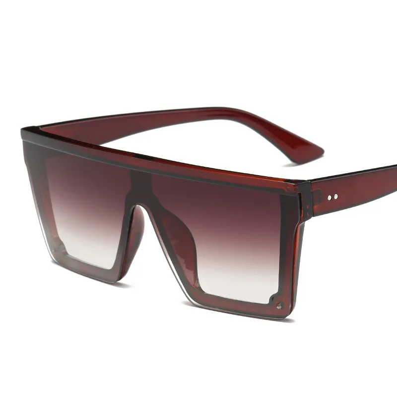 YOOSKE, негабаритные солнцезащитные очки, мужские, Ретро стиль, брендовые, для вождения, солнцезащитные очки, женские, плоский верх, большая оправа, солнцезащитные очки, Ретро стиль, сиамские очки, UV400 - Цвет линз: C2 BROWN