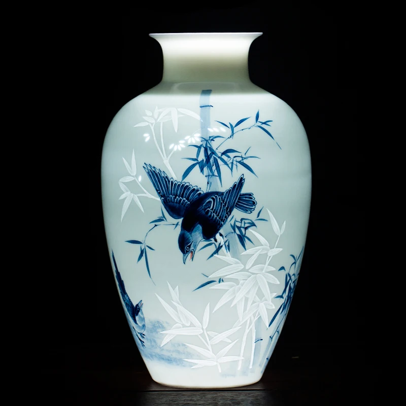 Керамические сине белые фарфоровые вазы Jingdezhen с ручной росписью цветочные