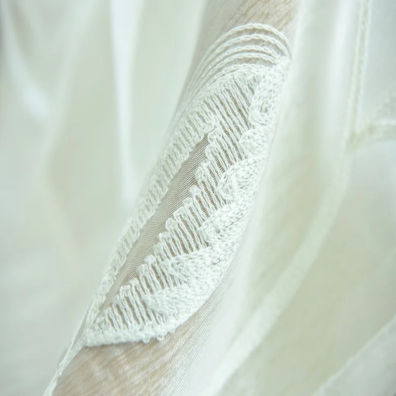 1 unid tela Burnout Tulle Voile cortina de la ventana transparente Sheer Leaves cortinas cortina para sala cortinas dormitorio