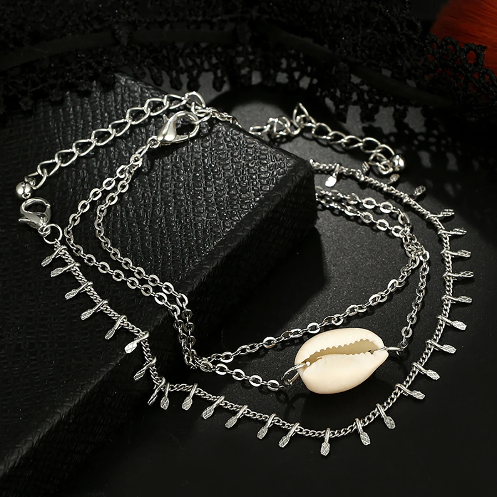 MAA-OE ретро оболочки браслет и браслет женские модные серебряные многослойные украшения для ног Браслеты Сделай Сам вечерние подарки AX-12