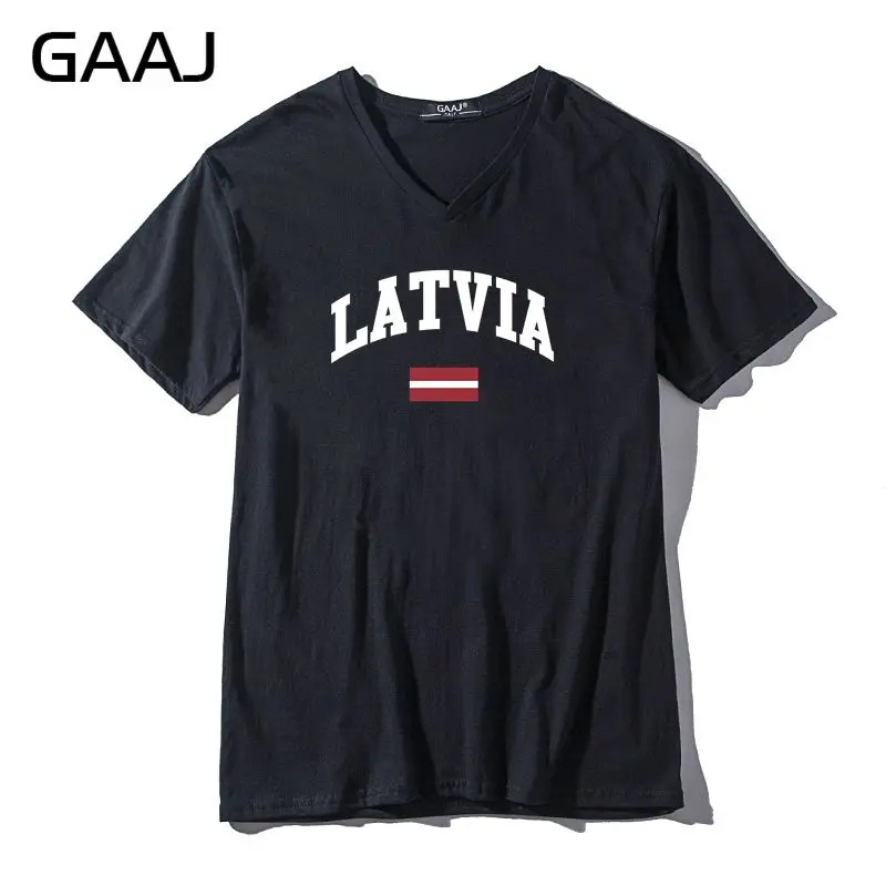 

GAAJ Latvia Flag Men & Women Unisex T Shirt Clothes V Neck Tee Ladies Short Sleeve High Quality Funny Casual Shirts #62AO6