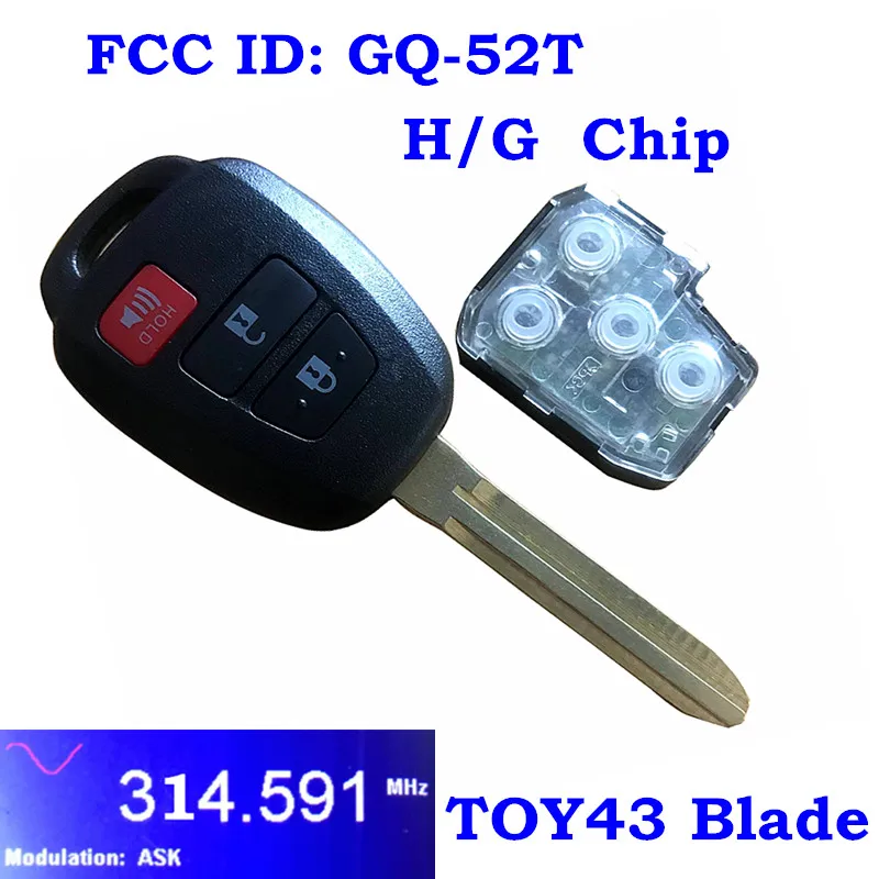 НОВЫЙ UNCUT для TOYOTA RAV4 HIGHLANDER дистанционный FOB передатчик GQ4 52T G H чип 3 кнопки|Ключ от