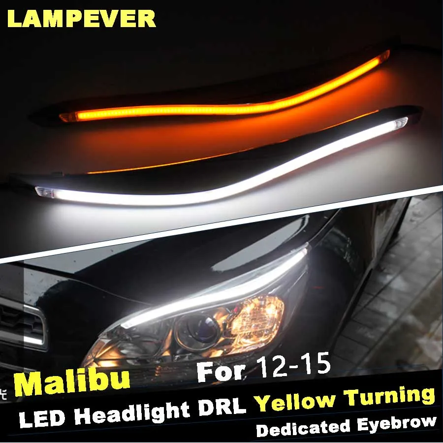 

Lampever Car Headlight LED Eyebrow Daytime Running Light DRL With Yellow Turn Signal Light For Chevrolet Malibu 2012-2015 9600Lm