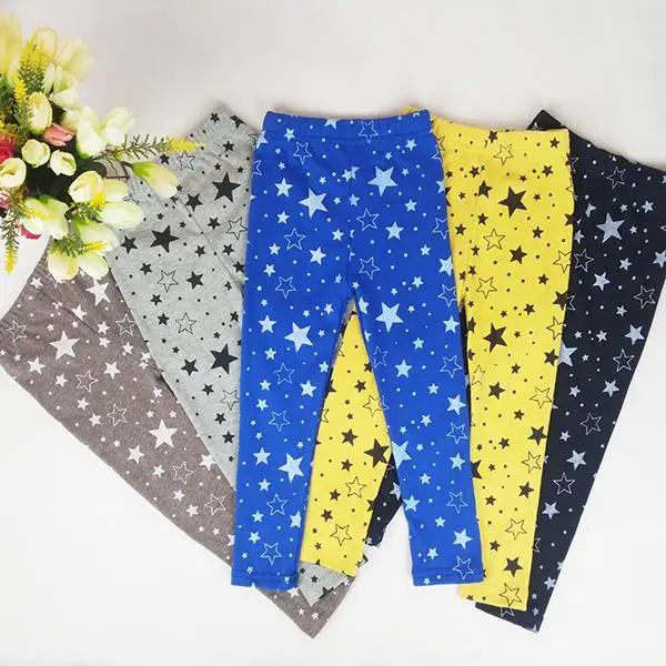 Детские штаны для девочек леггинсы со звездами новые эластичные теплые обтягивающие штаны с принтом