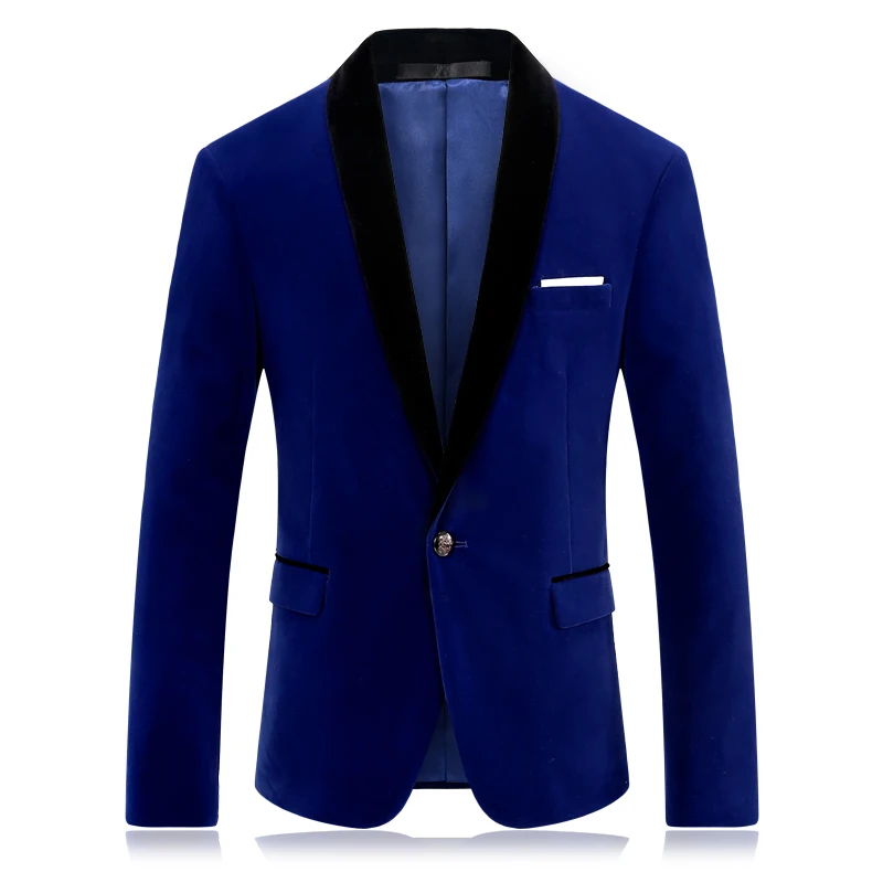 Royal Blue Prom Blazer for Men Fashion Brand Stage Clothing for Singers