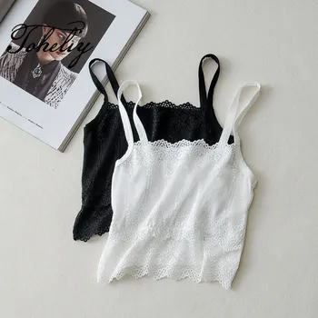

Hot Fashion Women lingerie Sexy Casual cotton Lace Tank Top Lady Camisole Tops Openwork Breathable crop Top