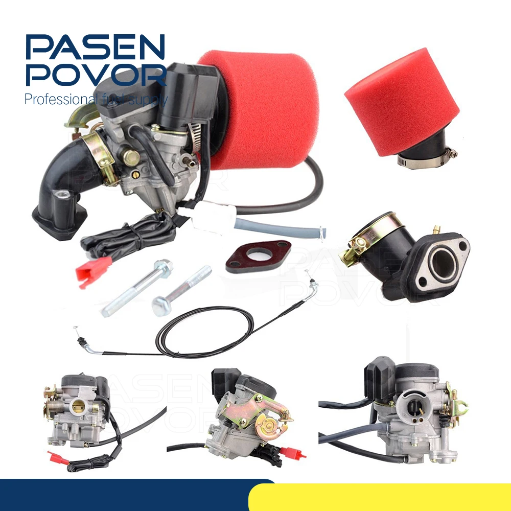 Scooter Parts 50cc Carburetor Air Filter Intake Manifold Throttle Cable