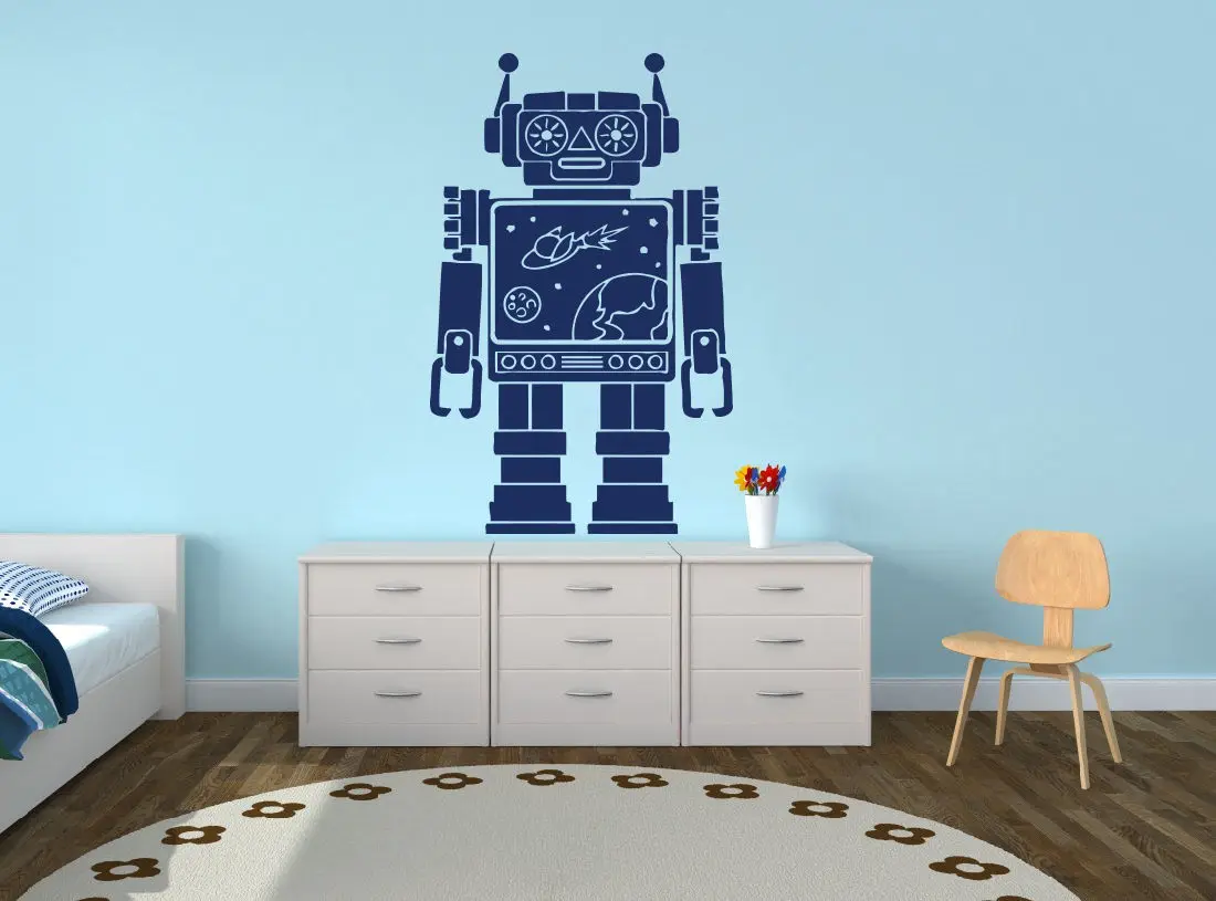 2017 new carton Wall Decal Robot Space Vinyl Sticker Decals Nursery