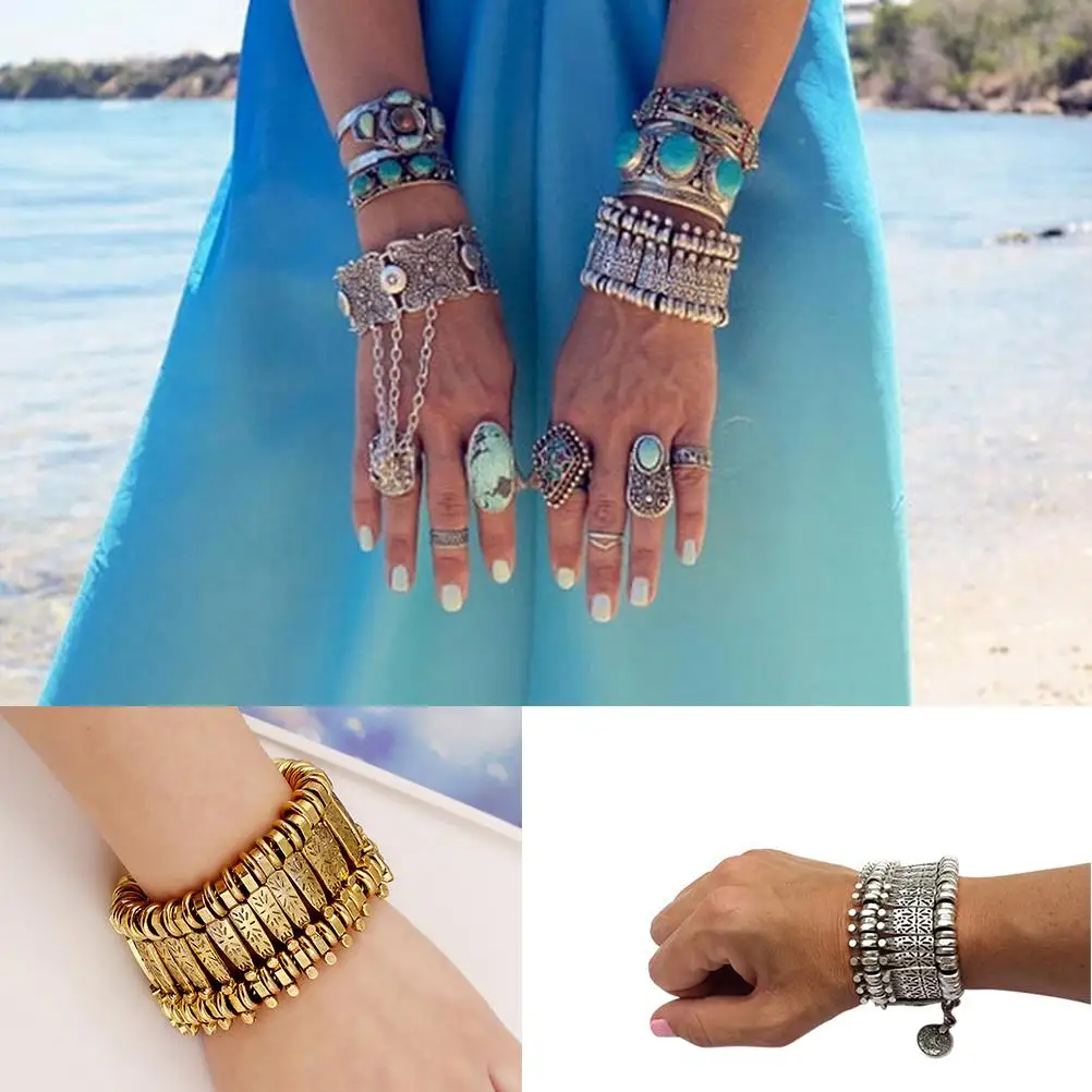 New Tribal Ethnic Jewelry Bohemian Antalya Coin Bracelet Silver Gypsy Statement Boho Coachella Festival Turkish Jewelry 1Pcs