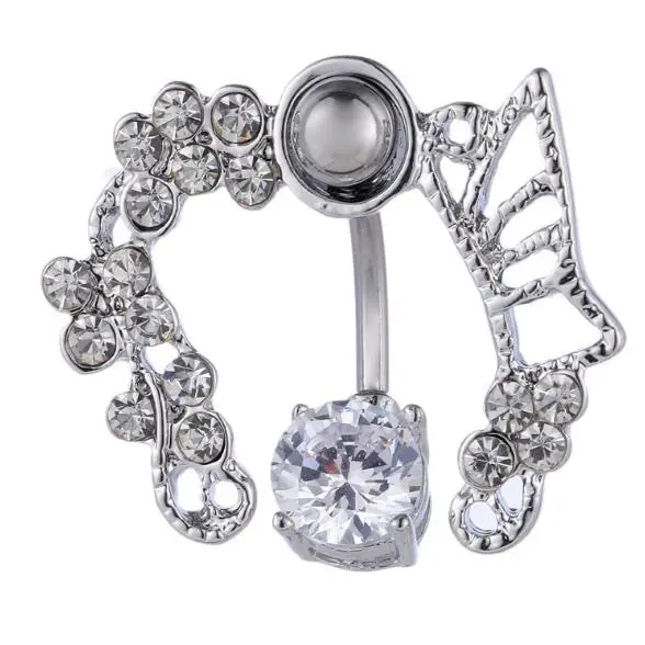 Belly button ring upside down Butterfly navel ring body piercing