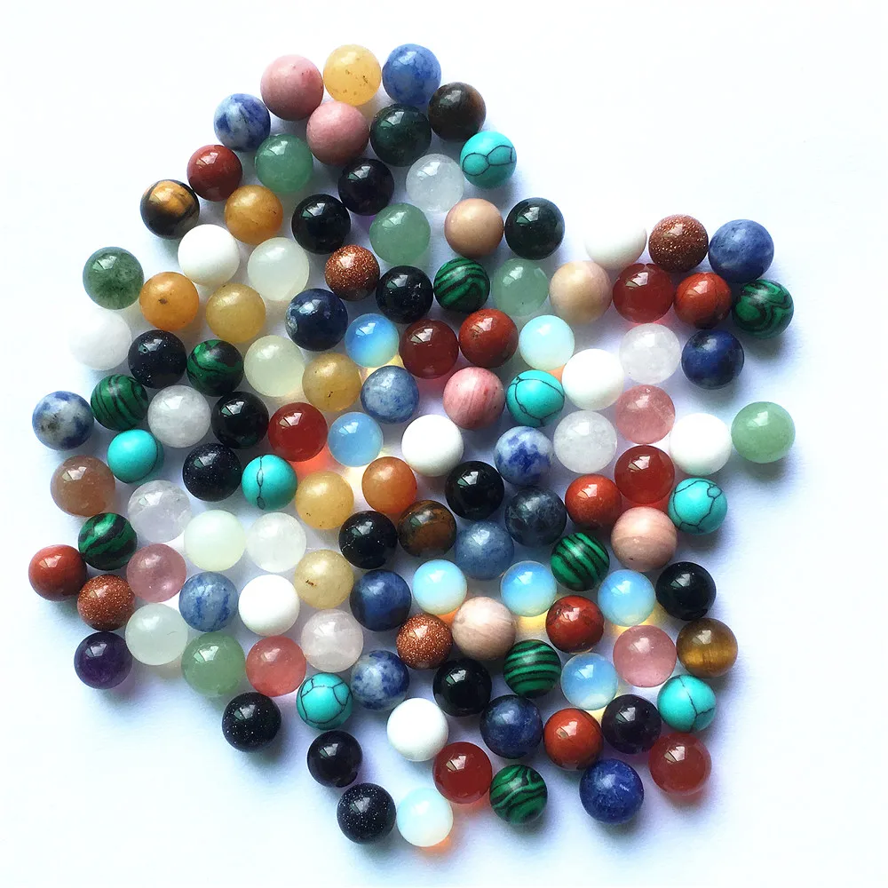 

New 2018 Fashion Round Natural&Synthetic Stone Ball Beads No Hole Beads For DIY Jewelry Making Beads 6-7mm 100pcs Free Shipping