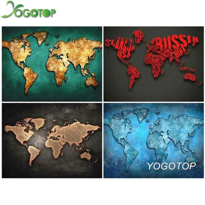 

YOGOTOP 5D Diy Diamond Embroidery World Map Diamond Painting Full Square/Round Mosaic Rhinestone Home Decor New Year Gift YY164