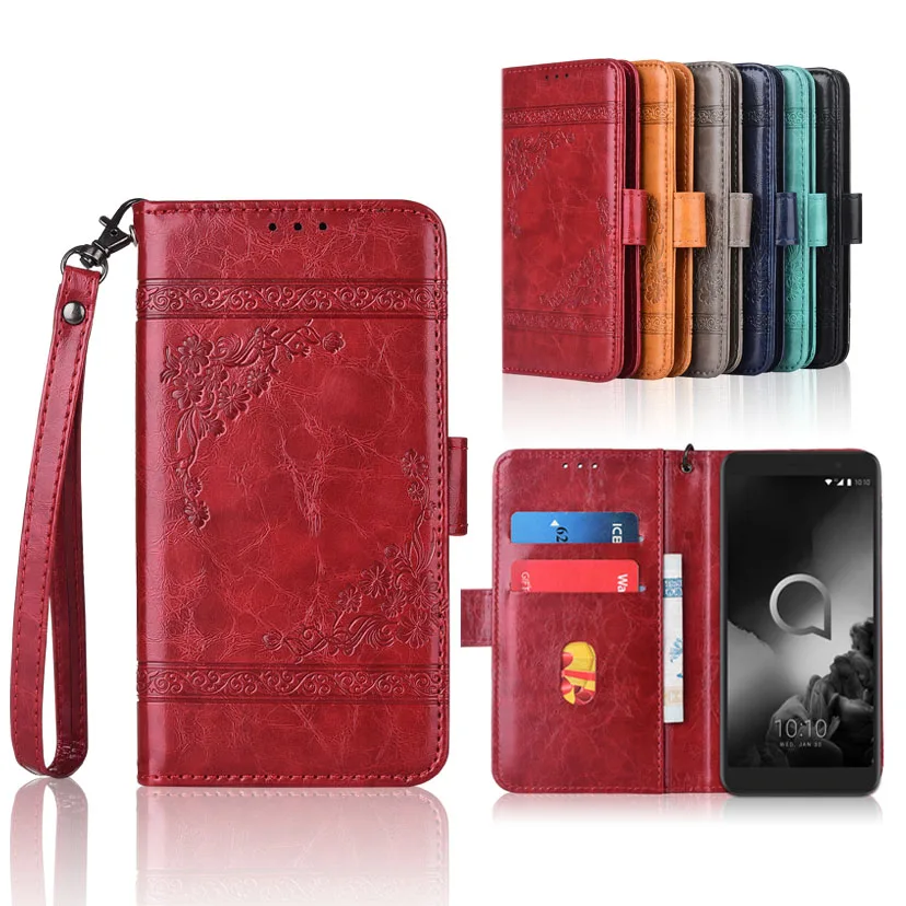 

Wallet case for Alcatel 1X (2019) cover with Strap,100% special PU Patterned Floral Flip Case With Card Pocket Kickstand case