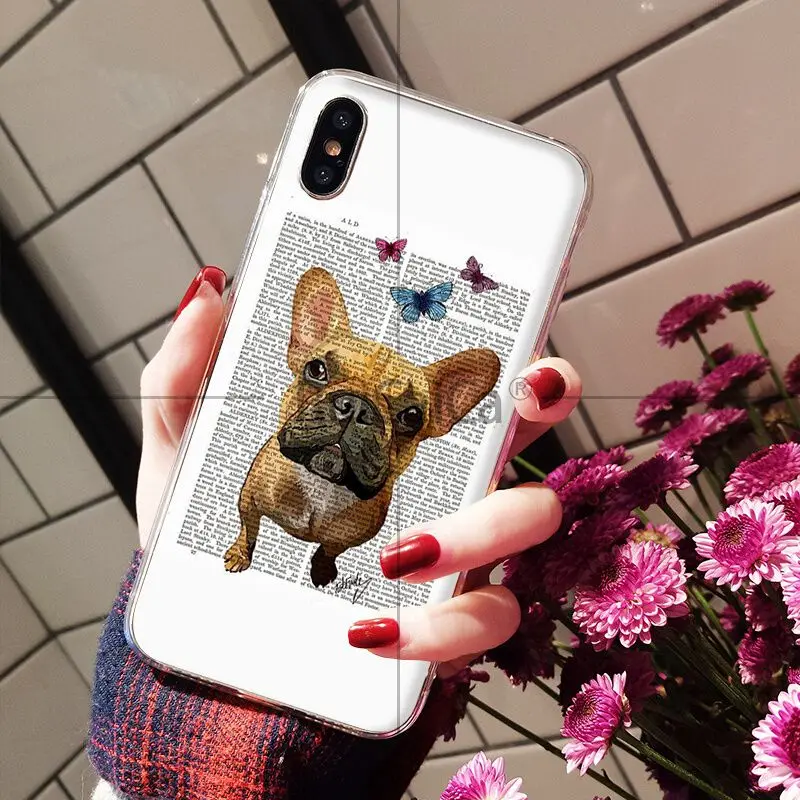 Book newspaper background Cute French Bulldog
