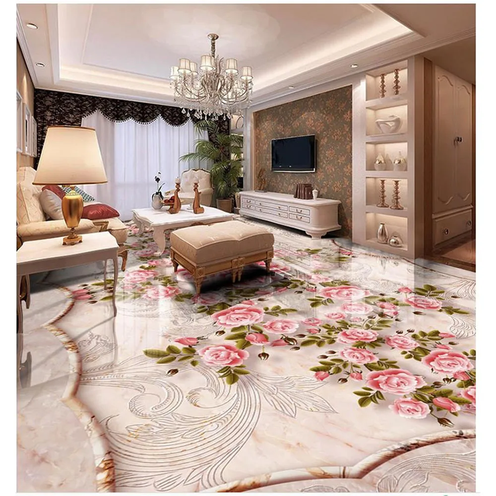 

Sticker 3D Floor PVC Wallpaper Self-adhesive Floor Mural Floor Painting Flower Pattern Photo Floor 3D Wallpaper Modern Art