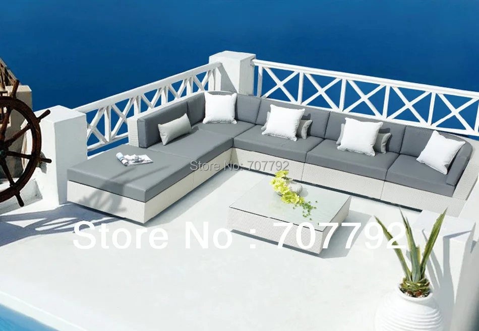 

New Arrvial Patio Relaxing White Furniture Rattan Sectional Sofa Set