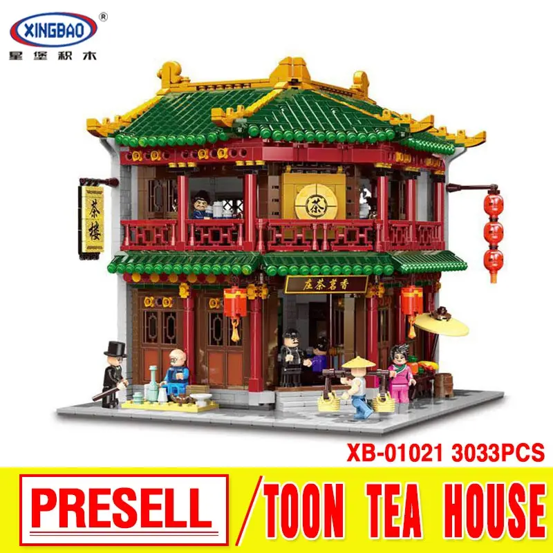 

XINGBAO 01021 New Toys 3033Pcs Chinese Building Series The Toon Tea House Set Building Blocks Bricks Kids Toys Birthday Gifts