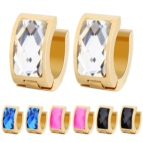 Women's Crystal Golden Tone Ear Studs Hoop Huggie Wedding Party Copper Earrings BD43 | Украшения и аксессуары